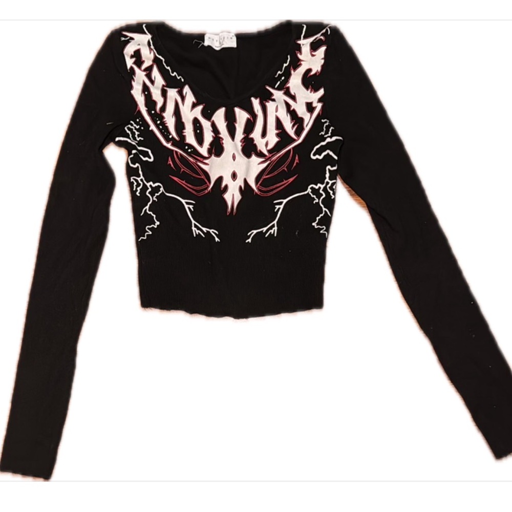 Black and White Tribal Graphic Crop Blouse